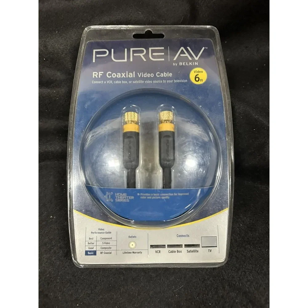 Belkin AV21300-06 6 feet‎ PureAV RF Coaxial Video Cable - 24k Gold F-Pin